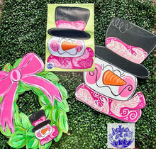 Load image into Gallery viewer, Snowman with pink funky scarf and hatband 22”