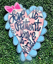 Load image into Gallery viewer, Scalloped heart door hanger with bow and verse 22”