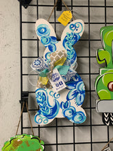 Load image into Gallery viewer, Blue and white bunny door hanger 21”