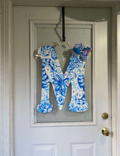 Load image into Gallery viewer, Chinoiserie painted capital letter door hanger, 22”