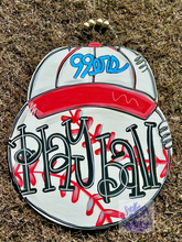 Load image into Gallery viewer, Baseball with cap, Door hanger or welcome with baseball attachment door hanger