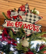 Load image into Gallery viewer, Personalized, Buffalo plaid, Christmas tree topper