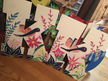Load image into Gallery viewer, Hummingbird with flowers single letter door hanger