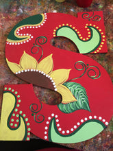 Load image into Gallery viewer, Red sunflower single letter door hanger