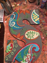 Load image into Gallery viewer, Grey with paisley single letter door hanger