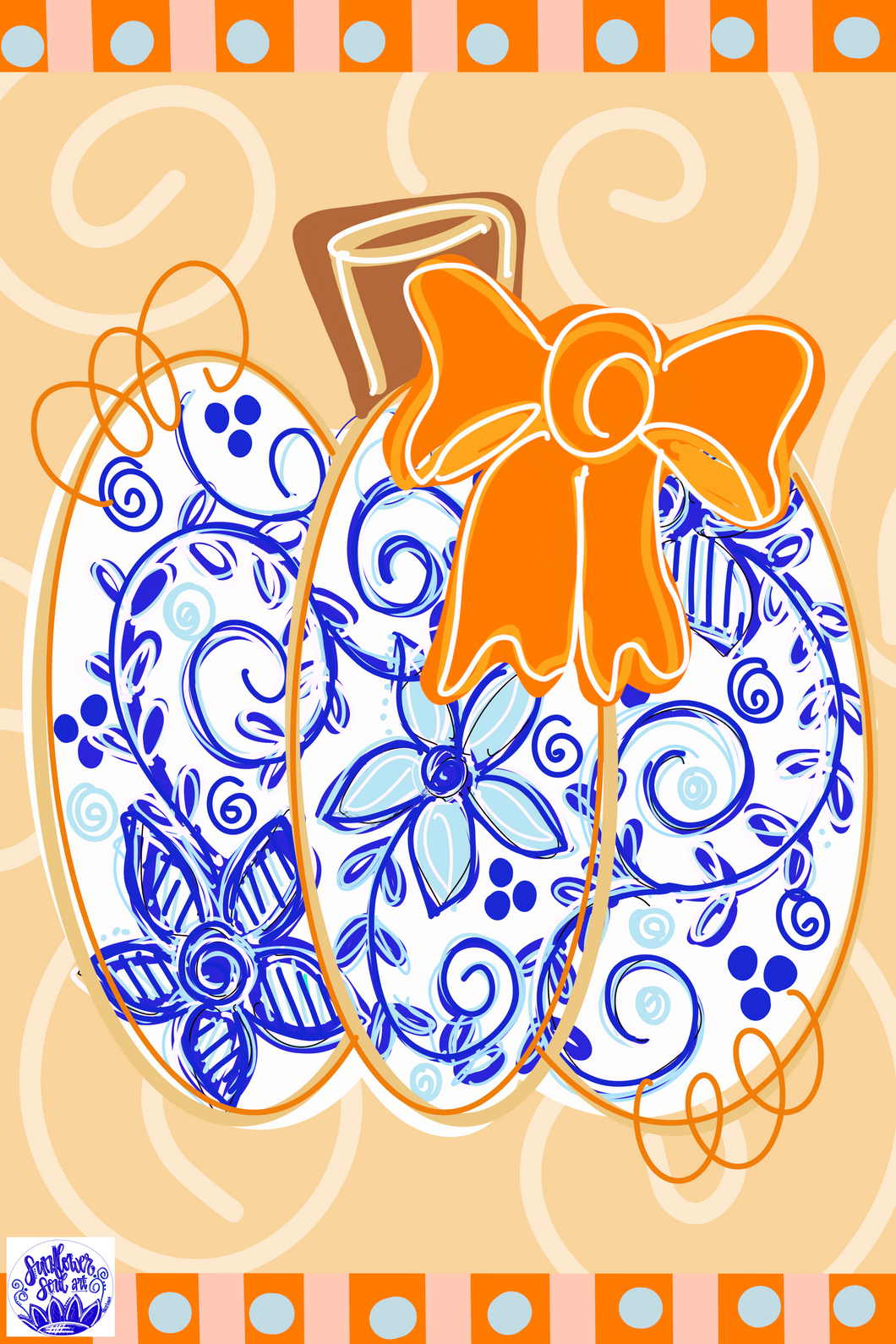 Chinoiserie pumpkin garden flag