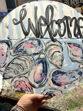 Load image into Gallery viewer, Colorful oyster shells Welcome door hanger, Beach theme
