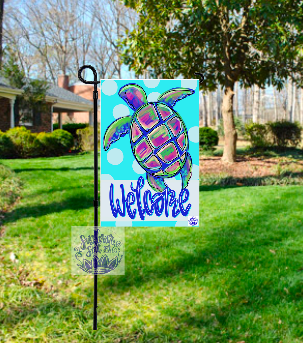 Welcome Sea Turtle garden flag