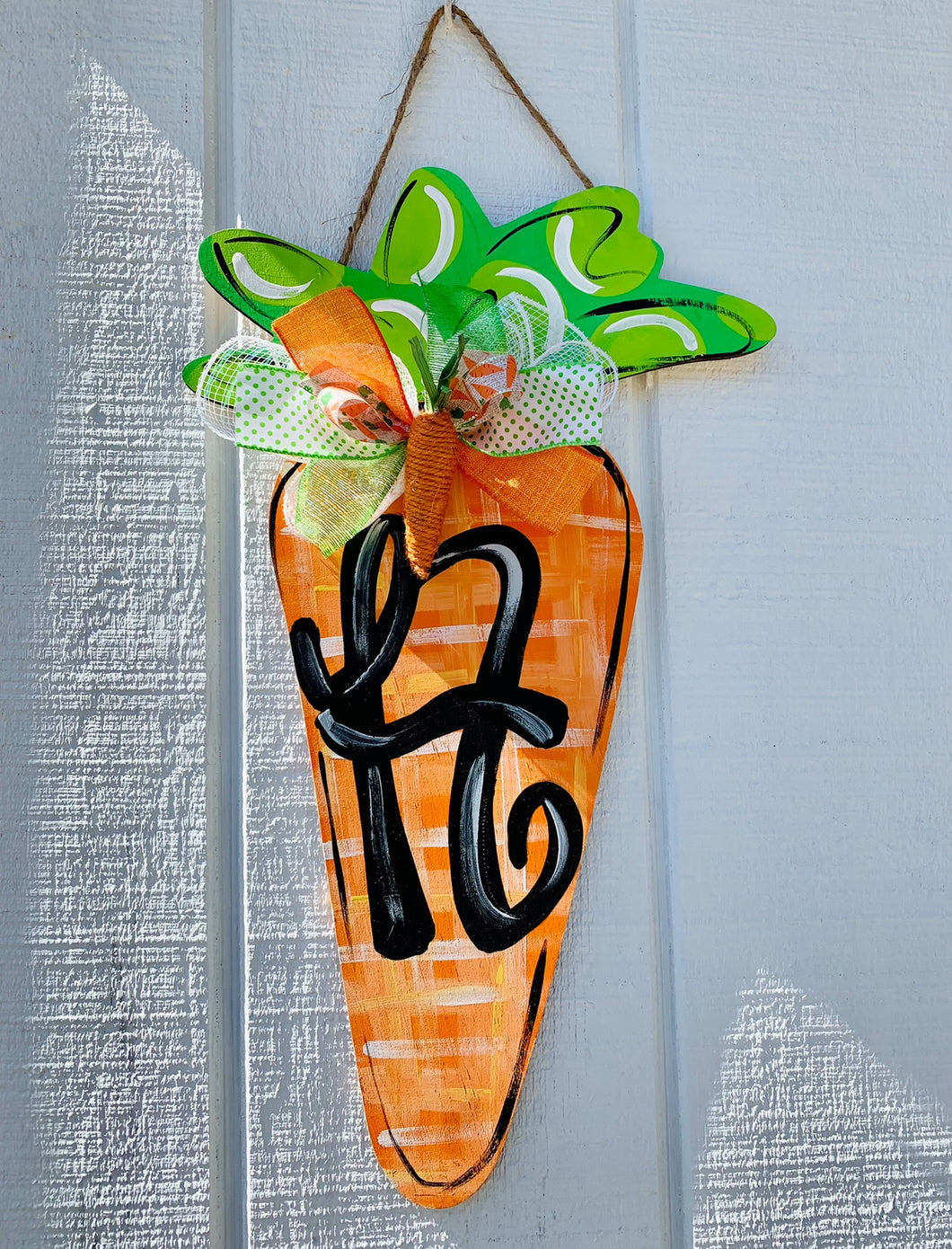 Skinny carrot door hanger, personalized