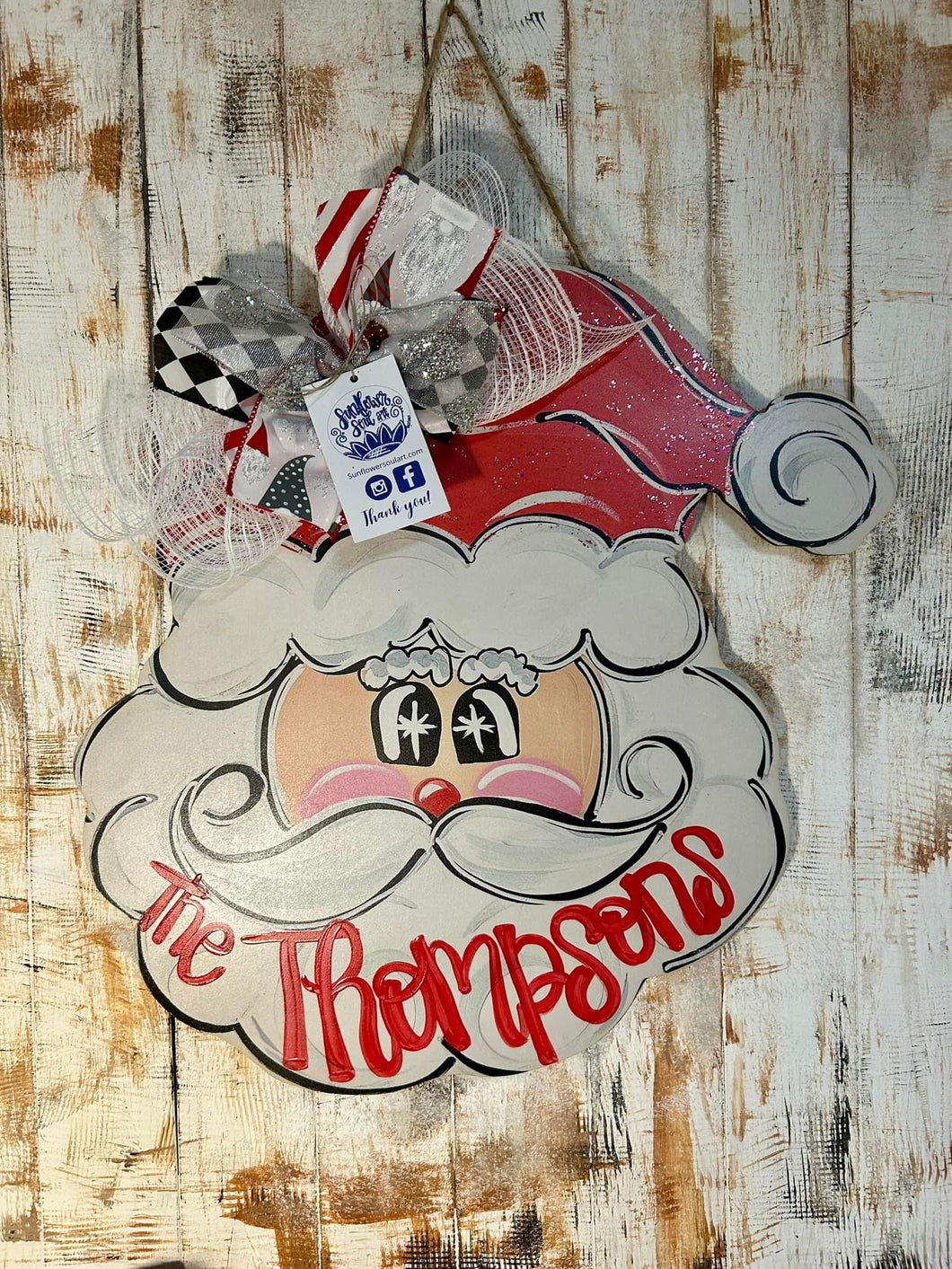 Santa head door hanger, Merry Christmas