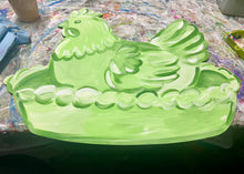 Load image into Gallery viewer, Hen on a nest door hanger, farmhouse, vintage, Jadeite

