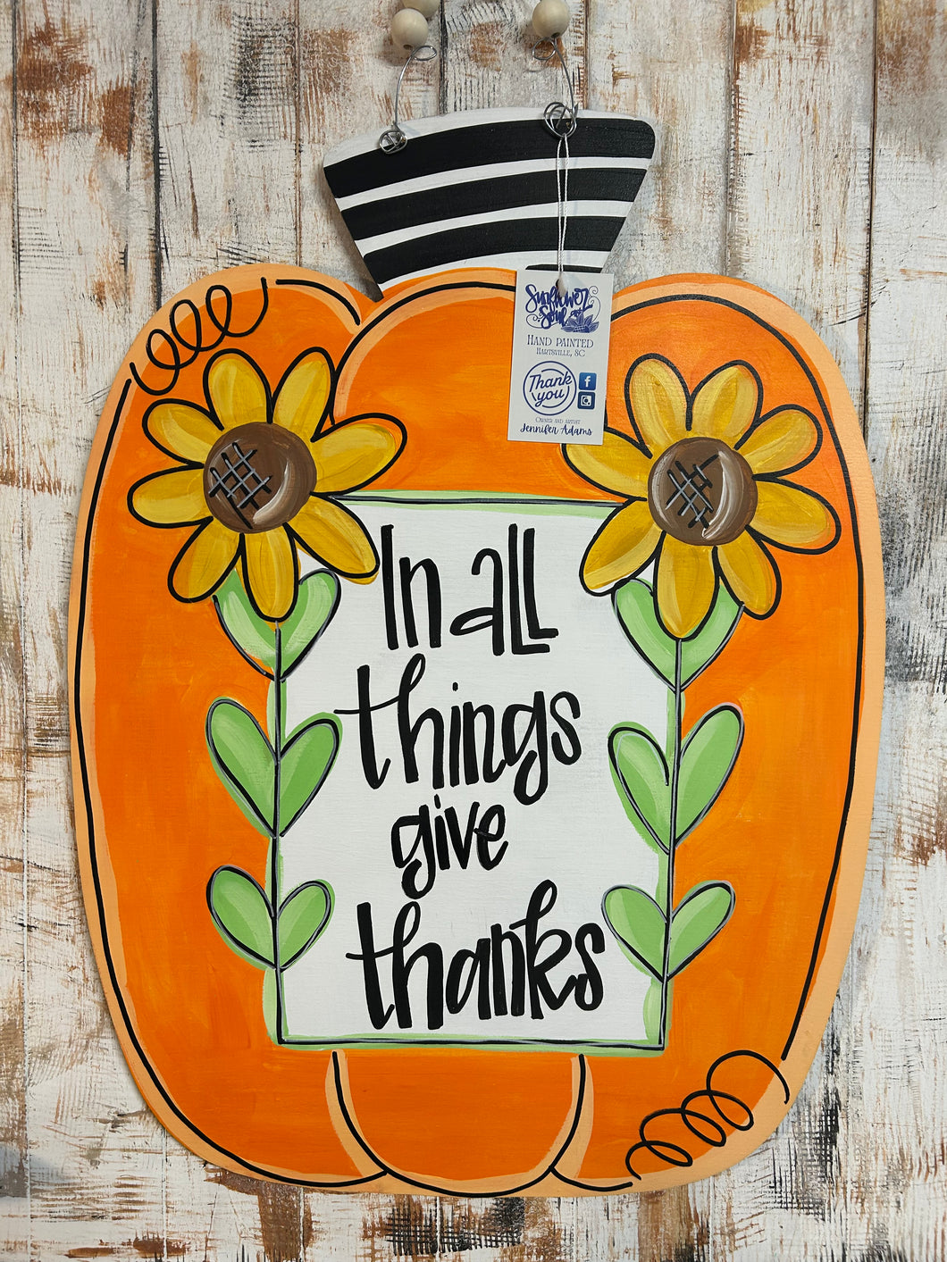Pumpkin door hanger, in all things give thanks