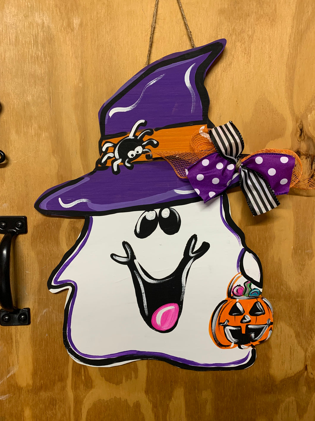 Ghost door hanger with treat bag, 20”