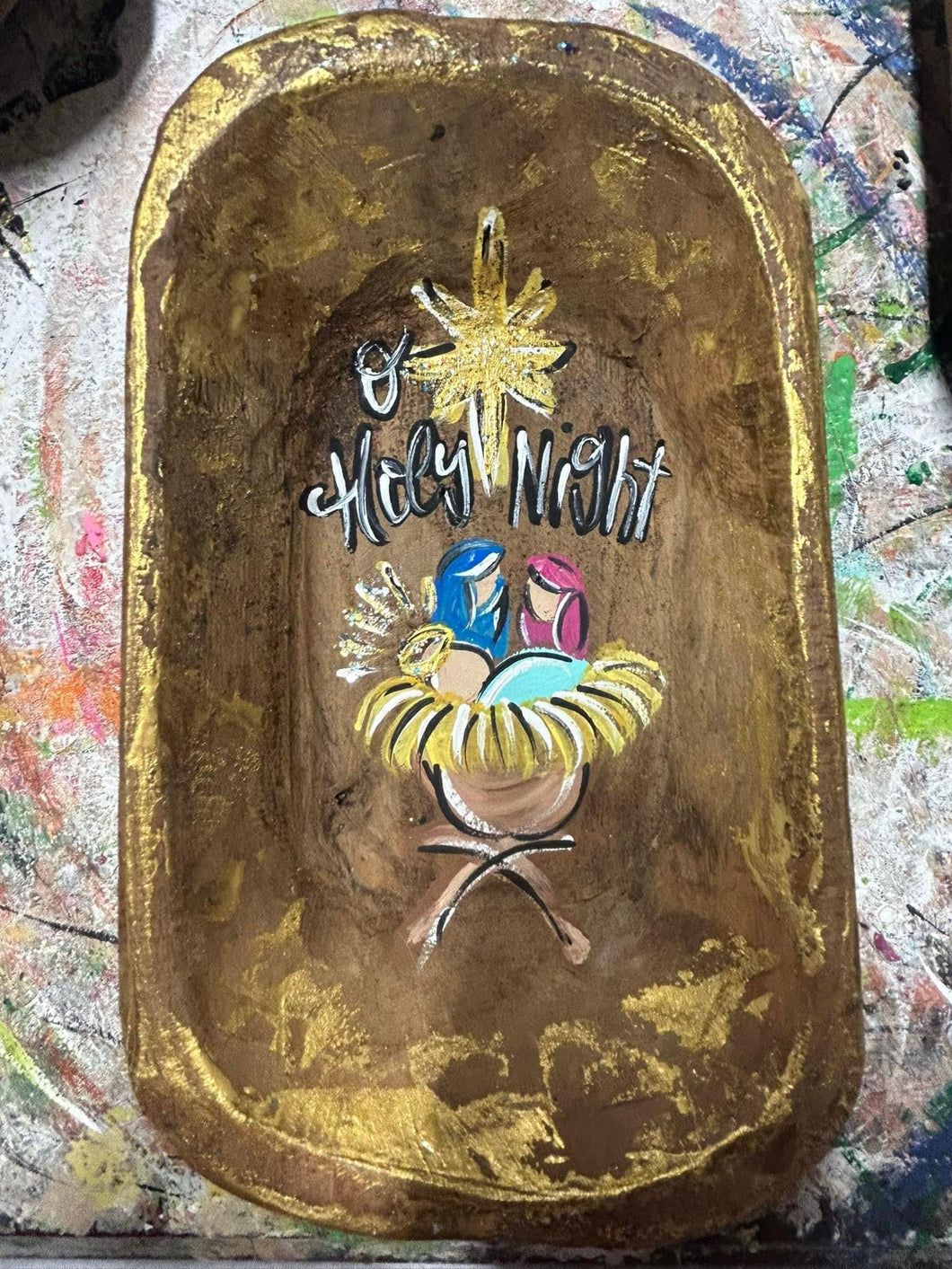 Nativity painted dough bowl