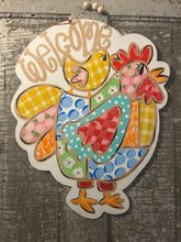 Load image into Gallery viewer, Patchwork Chicken Welcome sign Door Hanger
