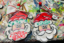 Load image into Gallery viewer, Santa head ornament 5”, printed and hand painted
