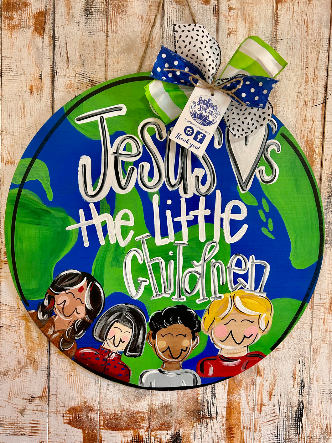 Jesus loves the little children door hanger