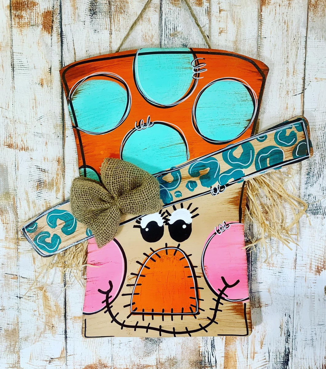 Funky scarecrow door hanger