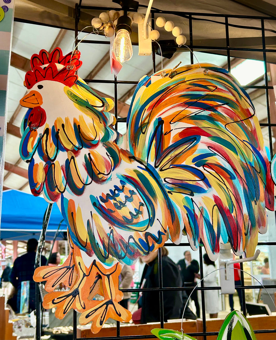 Colorful fun Chicken door hanger