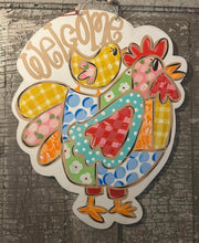 Load image into Gallery viewer, Patchwork Chicken Welcome sign Door Hanger
