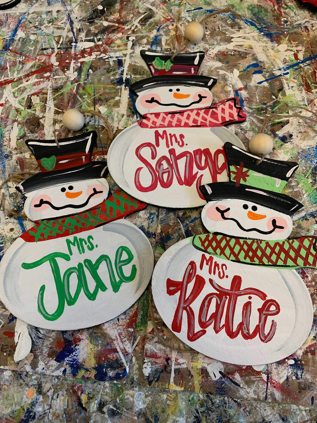 Personalized Snowman ornament 5”