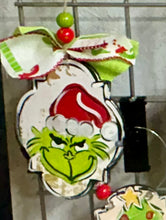 Load image into Gallery viewer, Green monster 5” hand painted ornament
