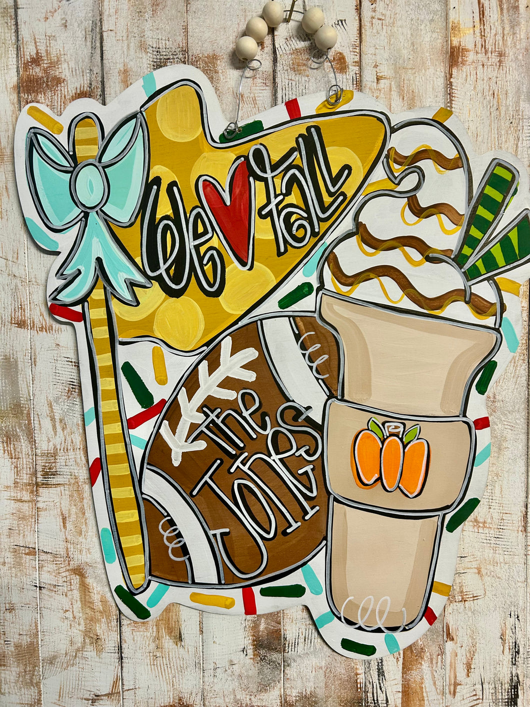 We love fall door hanger, personalized with football