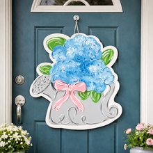 Load image into Gallery viewer, Watering Can with Hydrangeas and pink bow

