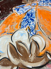 Load image into Gallery viewer, Pumpkin with Chinoiserie bow and cotton boll

