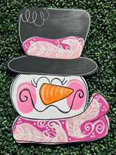 Load image into Gallery viewer, Snowman with pink funky scarf and hatband 22”
