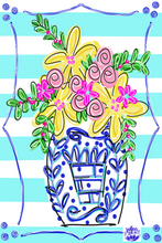 Load image into Gallery viewer, Blue and white floral garden flag

