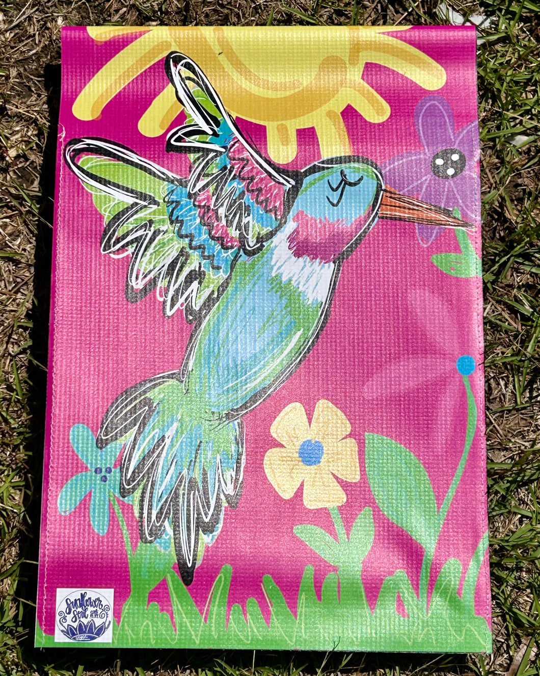 Hummingbird garden flag