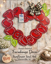 Load image into Gallery viewer, Valentine heart wreath, hand painted, door hanger
