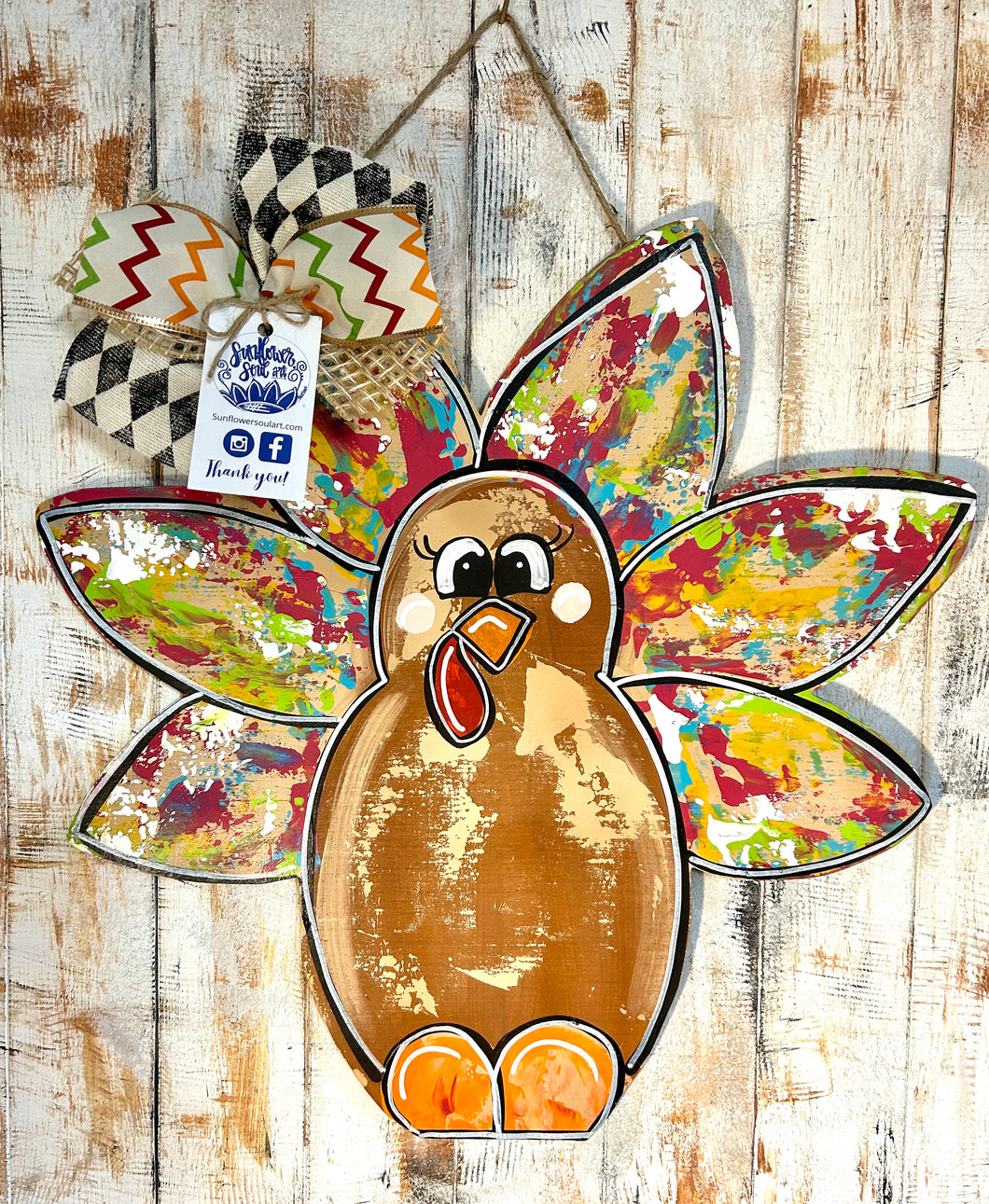 Colorful Turkey door hanger 2 options