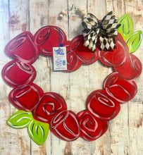 Load image into Gallery viewer, Valentine heart wreath, hand painted, door hanger
