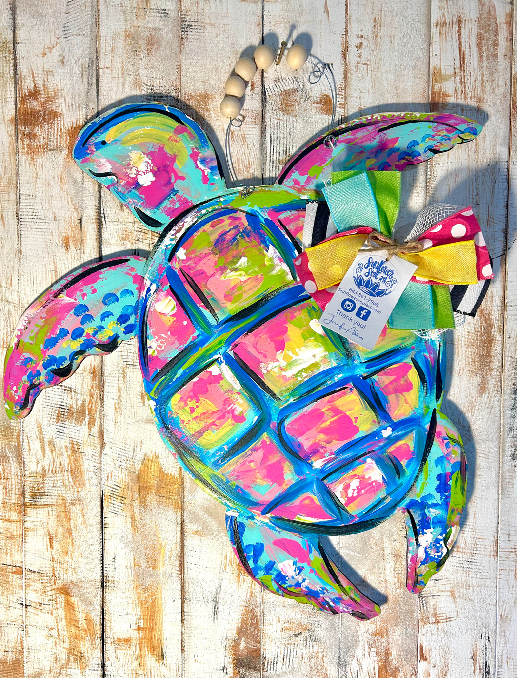 Sea turtle colorful door hanger