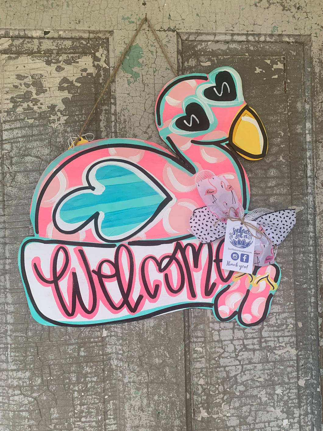 Flamingo Welcome sign