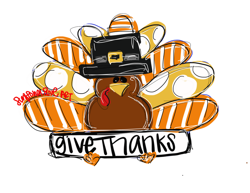 Give Thanks turkey door hanger with banner