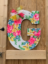 Load image into Gallery viewer, Bright Spring flowers single letter door hanger
