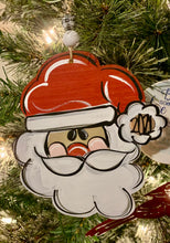 Load image into Gallery viewer, Santa head ornament with year, can be personalized
