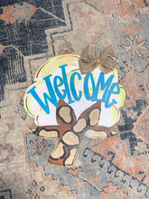 Load image into Gallery viewer, Funky cotton boll Welcome door hanger
