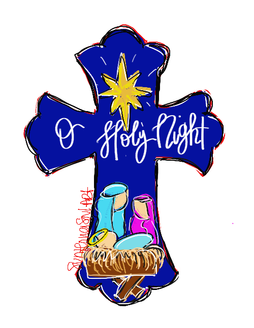 Oh Holy Night cross with North Star door hanger