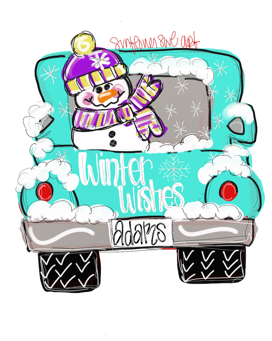 Winter Wishes Snowman truck door hanger