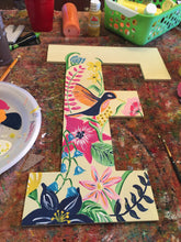 Load image into Gallery viewer, Hummingbird with flowers single letter door hanger
